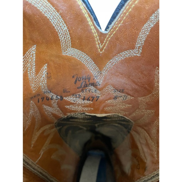 Vintage Tony Lama Men's Black Label Ostrich Leg Cowboy Boots Size 8 D - Picture 8 of 10